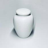 Crematie urn white round, mat wit 9x9x12cm