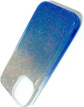 Apple iPhone 12 Mini Hoesje 3D Blauw Grijs  Glitters Stevige Siliconen TPU Case BlingBling