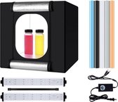 Grandecom Pro Fotostudio - Draagbaar - Foto Box - Hoge Kwaliteit - Profesioneel - met LED verlichting - Studiotent - 40x40 cm - Fototent - Opvouwbaar - Opnametent - 5 Achtergronden