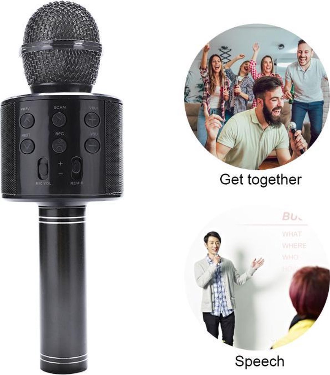 Karaoke Micro Sans Fil avec Haut-Parleur Bluetooth, Bouton Selfie,  Enregistreur Vocal et Carte SD, Effets Vocaux et Echo, Télécommande, pour  Enfants