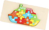 Kinderpuzzel - Hout - 10 stukjes - Stoomboot - Vanaf 3 jaar - Schoencadeau