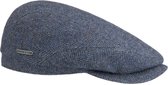 Stetson herringbone visgraat motief wollen flatcap kleur blauw maat L 58 59 centimeter