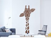 HOUTEN WANDDECORATIE / WOODEN WALL DECORATION - GEOMETRISCHE MUURDECORATIE / GEOMETRIC WALL ART - GIRAF / GIRAFFE - 29 x 50cm - DONKER HOUT / DARK WOOD - ORIGAMI DESIGN WANDFIGUUR