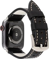 Luxe Lederen Armband Geschikt Voor Apple Watch Series 1/2/3/4/5/6/SE 38/40 mm Horloge Bandje - Leren iWatch Watchband Polsband - Watch Band Strap - Vervang Horlogeband - Zwart