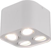 LED Plafondlamp - Plafondverlichting - Torna Cosmin - GU10 Fitting - 4-lichts - Vierkant - Mat Wit - Aluminium