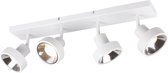 LED Plafondspot - Torna Leonida - GU10 Fitting - 4-lichts - Rechthoek - Mat Wit - Aluminium