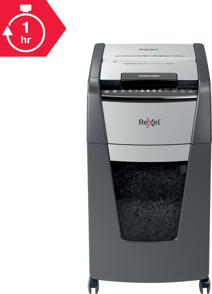 Rexel Optimum AutoFeed+ 300X Fluisterstille Papierversnipperaar thumbnail 6