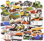50 stuks stickers vervoer - voertuigen 3-8 cm