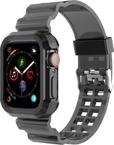 Luxe Siliconen Armband Voor Apple Watch Series 1/2/3/4/5/6/SE 42/44 mm Horloge Bandje - Sportband Armband Polsband Strap - Horloge Band - Watchband - Vervang Horlogeband - Transparant Zwart