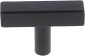 T-knop meubelknop vierkant/rond 12 x 12 x 50 mm mat zwart