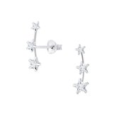 Joy|S - Zilveren sterren oorbellen - 3 x ster van zirkonia