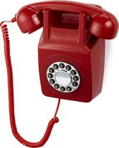 GPO 746 Retro Wandtelefoon - druktoets - muurtelefoon - bordeaux-rood