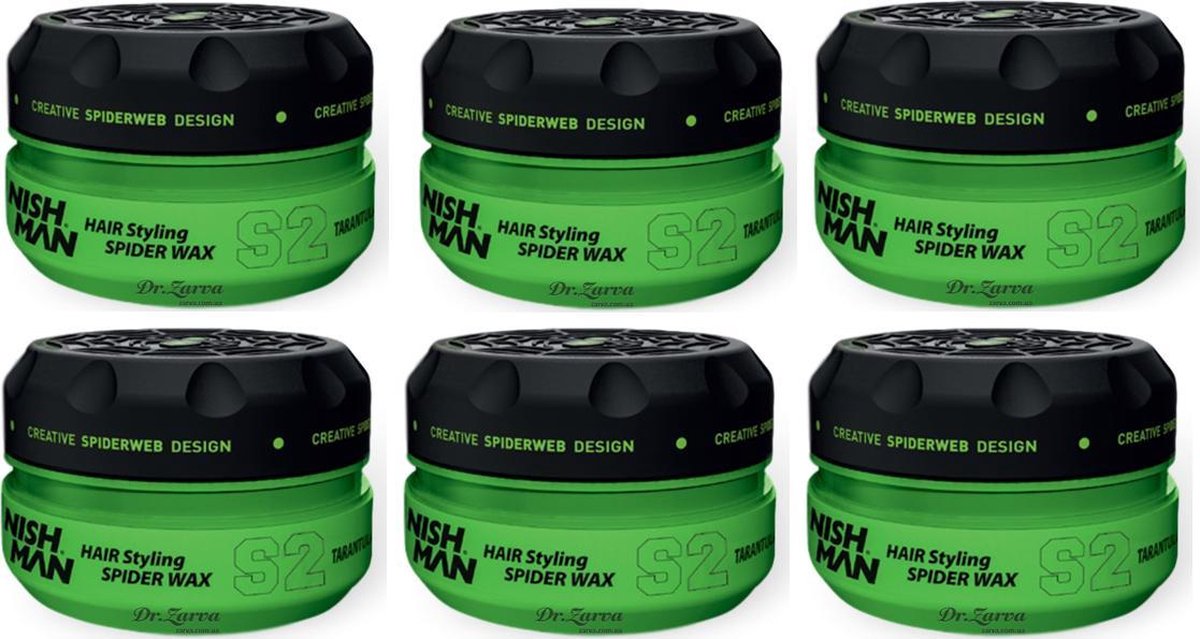 Nish Man, Spider Wax, S6, Keratine, Haar Wax, Sterk, Pot, 150 ML