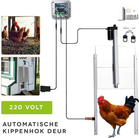 Complete Automatische Kippenhok Deur set - Met Timer en Infrarood Sensor -  220V 12V... | bol.com