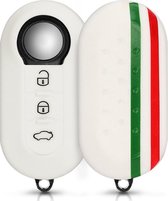 Étui à clés de voiture kwmobile pour clé de voiture pliable à 3 boutons Fiat Lancia - Étui à clés de voiture en vert / rouge / blanc - Design à rayures italiennes