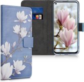kwmobile telefoonhoesje voor Huawei P20 Lite (2019) - Hoesje met pasjeshouder in taupe / wit / blauwgrijs - Magnolia design