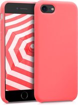 kwmobile telefoonhoesje voor Apple iPhone SE (2022) / SE (2020) / 8 / 7 - Hoesje met siliconen coating - Smartphone case in neon koraal