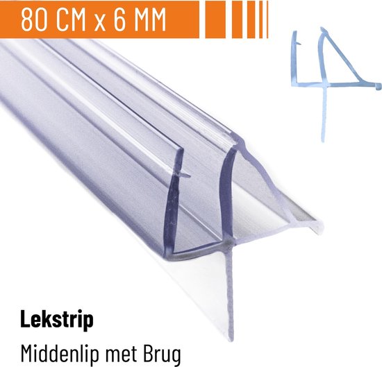 Simple Fix Douchestrip - Lekstrip - Waterkering - Douchedeurafdichting 80CM Lang - 4/5/6MM Glasdikte - Lekdorpel & Middenlip