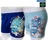 Embrator 2-pack mannen Boxer Neon print Give us Peace kobalt en licht blauw maat XXL