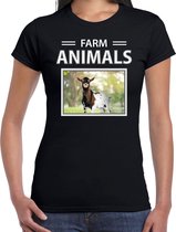 Dieren foto t-shirt Geit - zwart - dames - farm animals - cadeau shirt Geiten liefhebber S