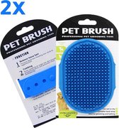 2x Kattenborstel - Hondenborstel - Vacht Verzorgingsborstelset voor Hond en Kat - Blauw - Huisdier Haarborstel