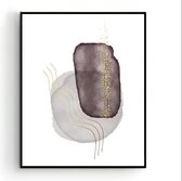 Poster Kunst Gouden Druppels Waterverf Bruin - Abstract / Kunst Poster -Muurdecoratie - 40x30cm/A3