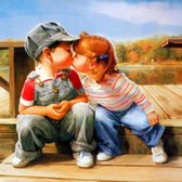 Diamond Painting - Twee Kinderen - 40x50 cm - Rond - Full Color - Full Painting