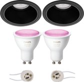 PHILIPS HUE - LED Spot Set GU10 - White and Color Ambiance - Bluetooth - Proma Minko Pro - Inbouw Rond - Mat Zwart - Verdiept - Ø90mm