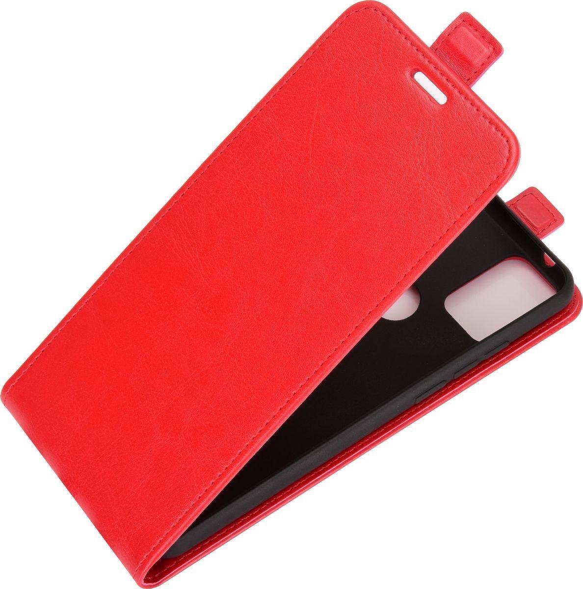 Mobigear Telefoonhoesje geschikt voor Alcatel 3X (2020) Hoesje | Mobigear Flipcase | Pasjeshouder voor 1 Pasje | Telefoonhoesje voor Pinpas / OV Kaart / Rijbewijs - Rood