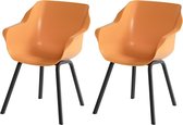 Hartman Sophie fauteuil chaise de jardin avec accoudoir - Oranje - lot de 2 - base élément noir