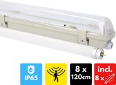 Proventa Outdoor LED TL Armaturen met bewegingssensor en lichtsensor - Waterdicht - 8 x 120 cm