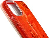 Apple iPhone 11 Pro Hoesje Rood Glitters Stevige Siliconen TPU Case BlingBling met 2x gratis Tempered glass Screenprotector
