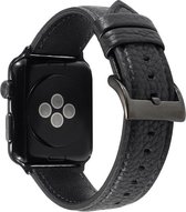 Luxe Lederen Armband Geschikt Voor Apple Watch Series 1/2/3/4/5/6/SE 42/44 mm Horloge Bandje - Leren iWatch Watchband Polsband - Watch Band Strap - Vervang Horlogeband - Zwart