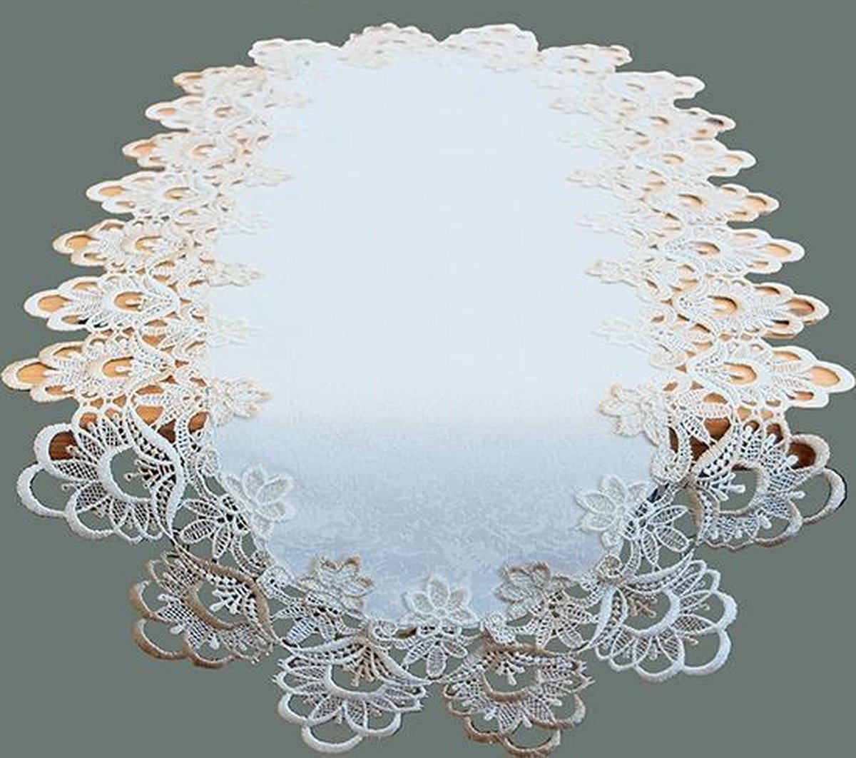 Tafelloper - Grof kant - Ecru - Beige - Loper 90 cm