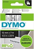 Dymo D1 labeltape - 45013 - 12 mm x 7 m - Zwart/wit