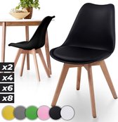 Pippa Design eetkamerstoel met zitkussen - zwart - set van 2