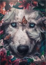 White Wolf Aluminium 70x100 cm botanische jungle dieren wanddecoratie