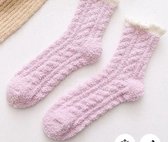Pluche winter sokken paars