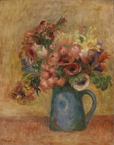 Kunst: Vase of Flowers, c. 1889. van Pierre-Auguste Renoir. Schilderij op aluminium, formaat is  45x100 CM