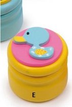 Houten tandendoosje geel met blauw eendje