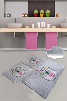 Nerge.be  | BOTANICAL SWEETS Badmat Triple Set  | Vivid Color | Badmat Set | antislip | Washable in the Machine | Absorbent badmat