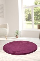 Nerge.be | Milano Round Purple 90x90 cm | %100 Acrylic - Handmade | Decorative Rug | Antislip | Washable in the Machine | Soft surface