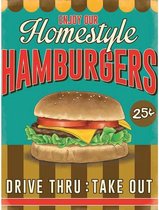 Metalen Wandbord Home Style Hamburgers - 20 x 30 cm