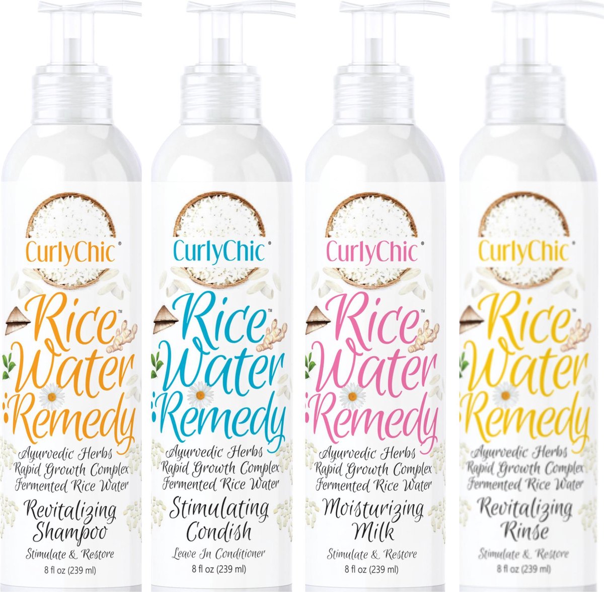 Curly Chic Rice Water Remedy Sulfate free. No parabens, 4 pc SET