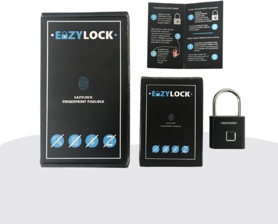Hangslot met vingerscan - Eazylock - Hangslot zonder sleutel of cijfercode - Slim hangslot - Slot met vingerscan - Eazylock