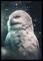 Punt. Poster - Owl Botanische Jungle Dieren - 100 X 70 Cm - Wit