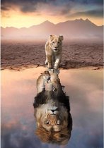 Future Lion Plexiglas 80x120 cm botanische jungle dieren wanddecoratie