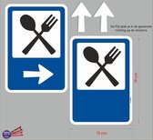 Restaurant wegwijzer verkeersbord stickers set 2 stuks