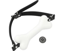 Banoch - Mouthgag bone - siliconen gag bot - honden bot wit - puppy play