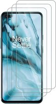 OnePlus Nord Screen Protector Glas - Protecteur d'écran en Tempered Glass trempé - 3x